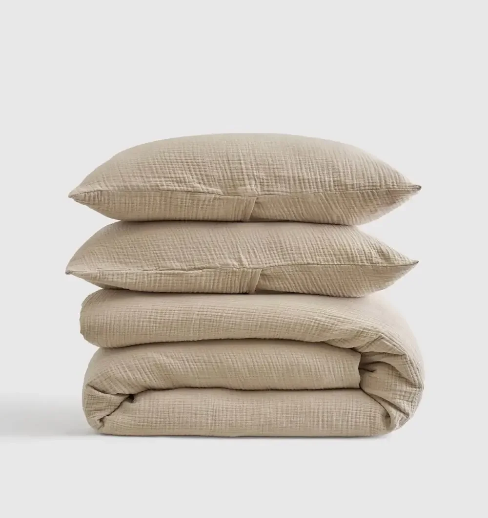 Quince Organic Cotton Gauze Duvet Cover Set King/Cal King Beige Dune NWOT
